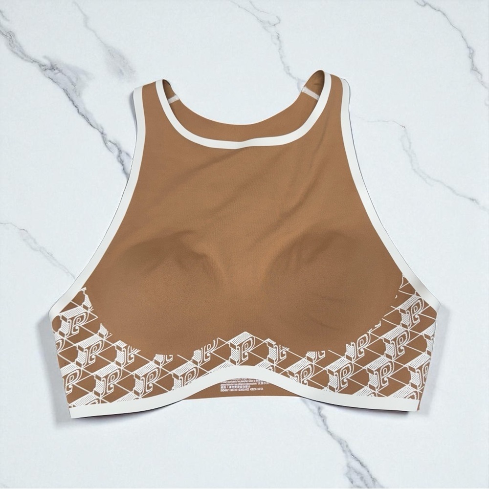 Victoria’s Secret PINK Brown Relay Logo High Neck Sports Bra Medium New with tag